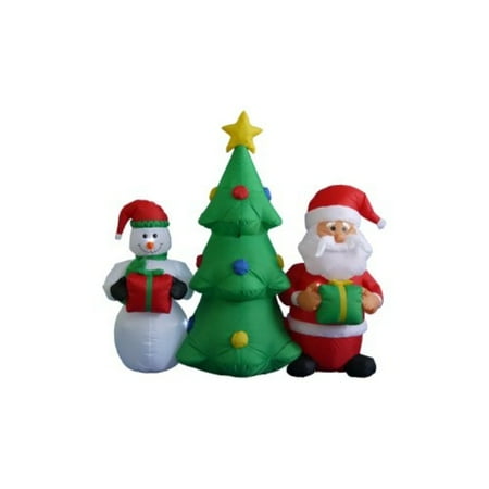 BZB Goods 5 Foot Tall Lighted Inflatable Christmas tree with Santa Claus and Snowman Yard Decoration