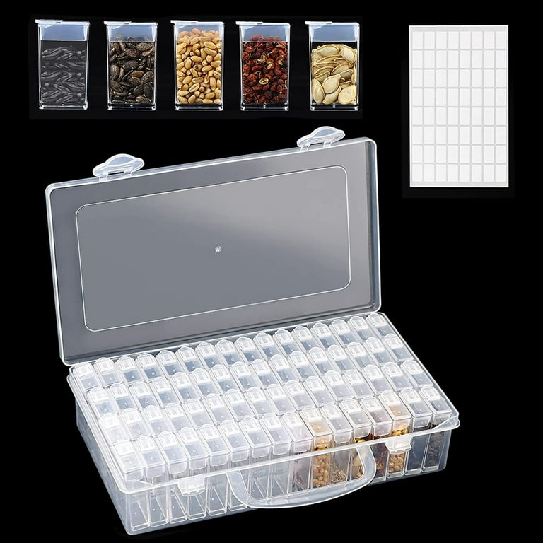 Clear Seed Storage Organizer 64 Slots Grid Box Planting Seed Container With  Label Stickers For Flower Plants Vegetable Seeds