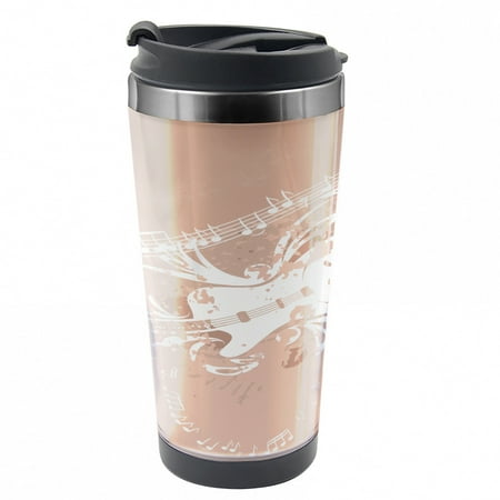

Guitar Travel Mug Botanical Music Notes Art Steel Thermal Cup 16 oz by Ambesonne