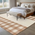 thumbnail image 4 of Brown Plaid Large Area Rugs 8x10 ft Retro Country Brown Plaid Linen Texture Washable Rug Non Slip Indoor Carpet Absorbent Floor Mat for Living Room Bedroom Dining Room, 4 of 9
