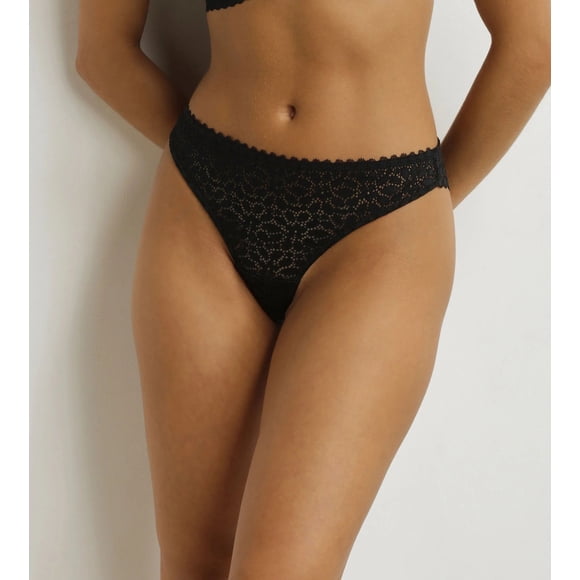 DIM DAILY DENTELLE TANGA in Tuxedo Black