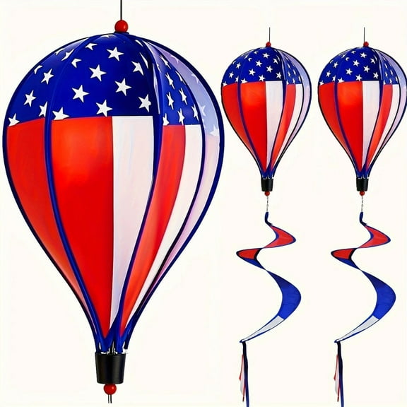 Zmeidao Hot Air Balloon Wind Spinner, Garden Windmills and Spinners Decorations, Outdoor Hanging Decor for Garden Lawn Yard, Fourth of July, Memorial Day, and Veterans Day Decorations