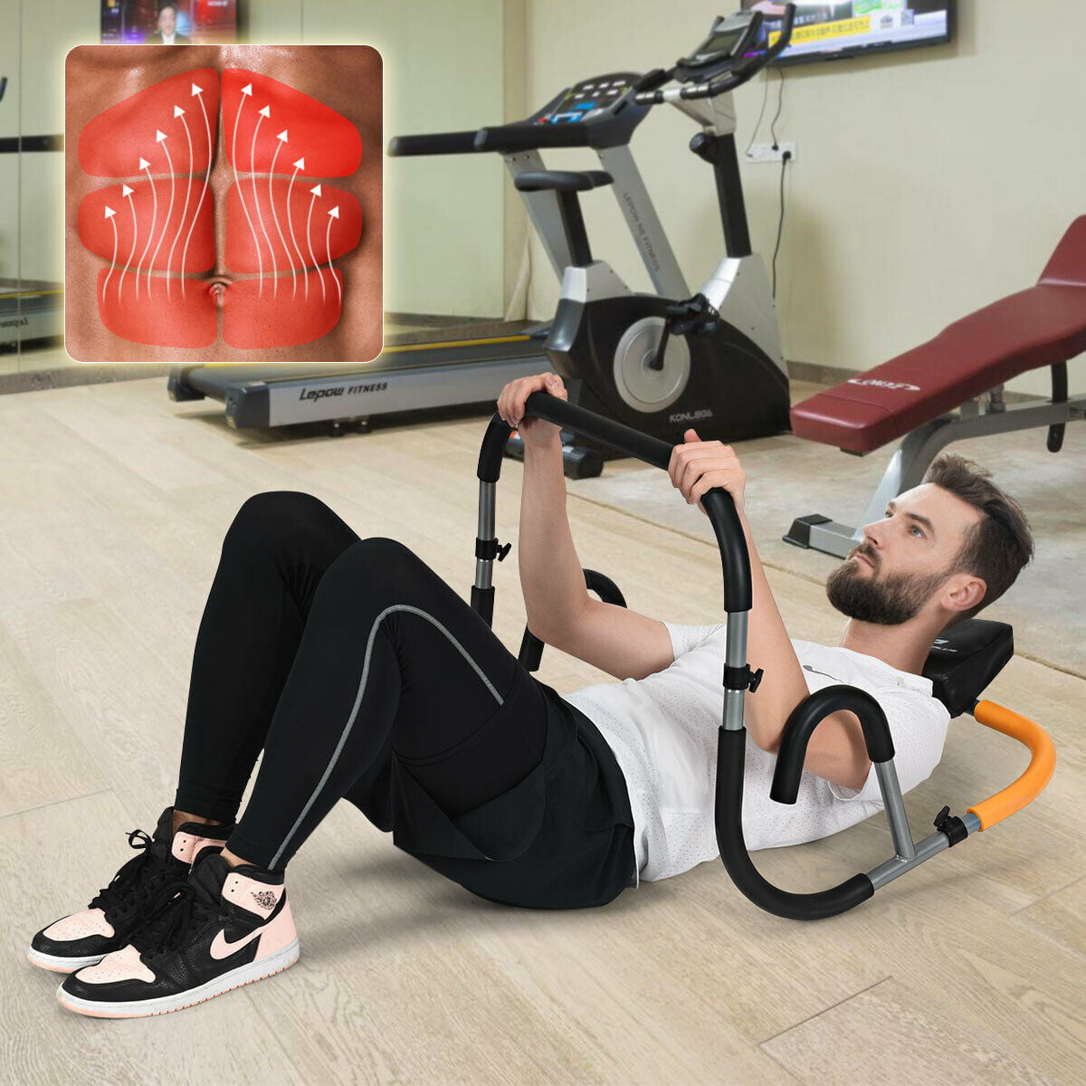 Opti Ab Stomach Cruncher Roller Sit Up Exercise Core Trainer Home Gym Fitness 