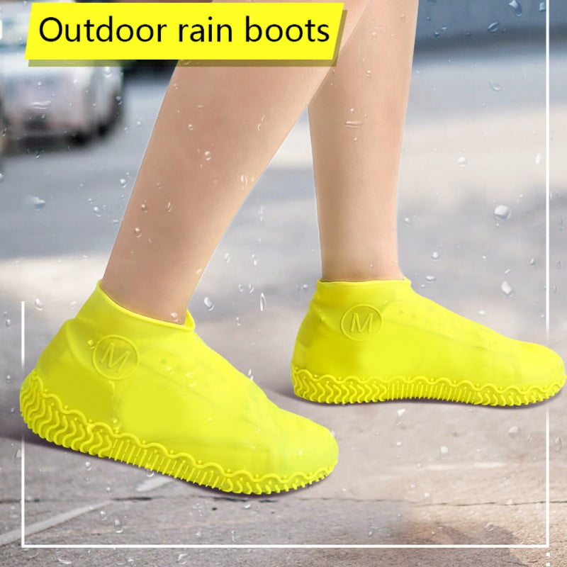 Cooraby Waterproof Silicone Shoe Cover Reusable Silicone Overshoes Non-Slip Rain Boots for Men or Women 