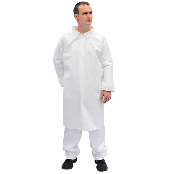AMZ Supply Disposable Lab Coat Microporous Protective Breathable Elastic Wrists White 2XL