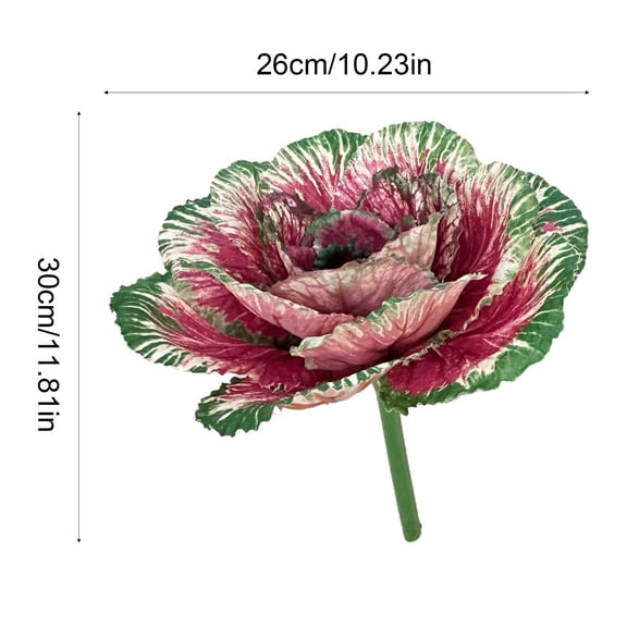 11.8in Artificial Cabbage Decor, Realistic Fake Vegetable Stem, Lifelike Cabbage Botanical Prop for Home, Kitchen, Garden & Wedding Decor