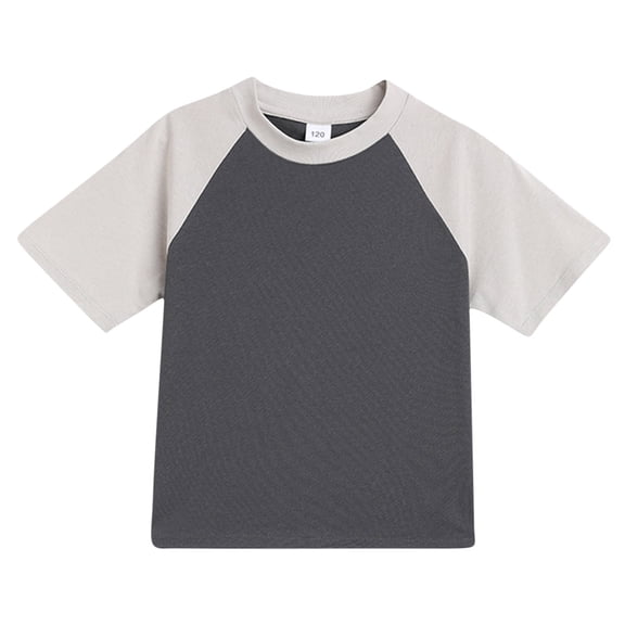Zpanxa T Shirts for Girls Short Sleeve Crew Neck Color Block Spliced Pullover Loose Casual Top 6 Years