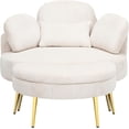 thumbnail image 2 of 43" W Large Accent Chairs with Storage Ottoman, Modern Upholstered Living Room Armchair with 3 Pillows, Comfy Lounge Barrel Chair for Bedroom/Living Room, Corduroy (Beige), 2 of 7