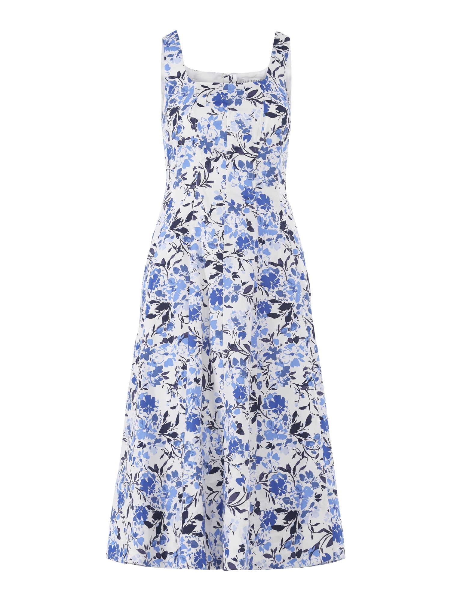 Free Assembly Women's and Women's Plus Square Neck Cotton Midi Panel Dress, Sizes XS-4X