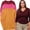 Burgundy, Mustard, fuschia, variant on Women's Plus Size Long Sleeve V-Neck T-Shirt, 3-Pack - Black, Red, White, 2X