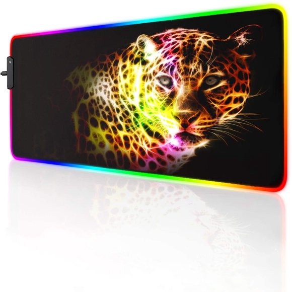 led Light Mouse pad pro Gaming Series RGB Mouse mat Large Leopard Mouse pad Colorful Extended Mousepad Gaming Anime Desk mat RGB (Lion(23.6x13.77x0.12inch))