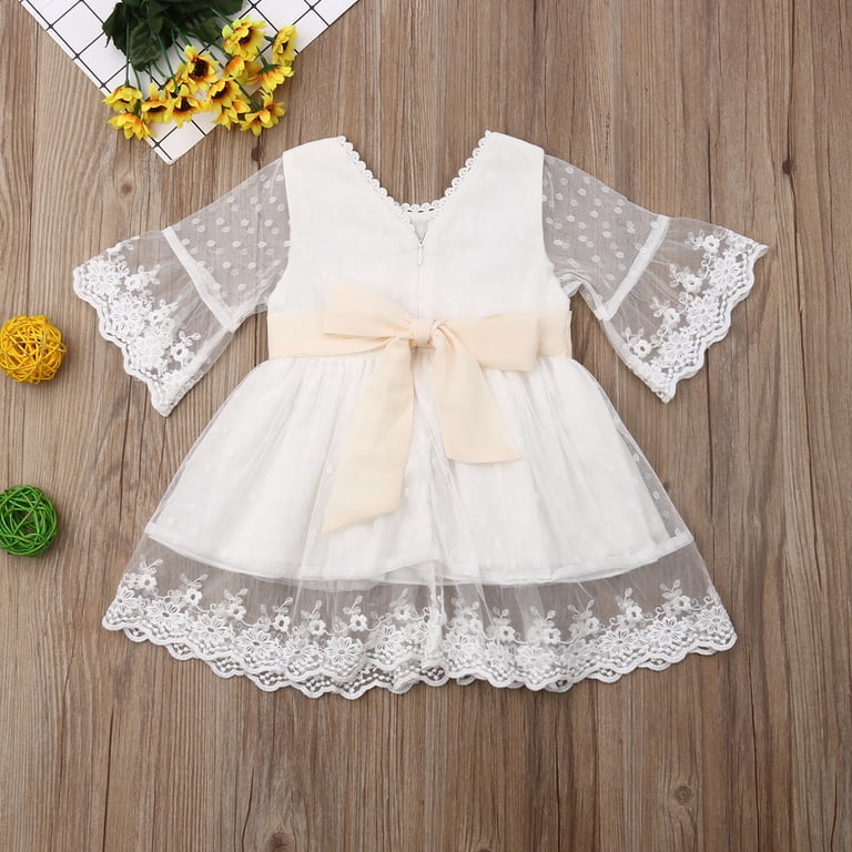 Bagilaanoe Toddler Baby Girl Party Dress Print Ruffle Long Sleeve A-line  Princess Dresses 1T 2T 3T 4T 5T 6T Kids Lace Dress for Wedding - Walmart.com