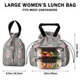 thumbnail image 5 of Pioneer Flower Floral Print Pattern Drawstring Lunch Bag Women - Drawstring Lunch Bag Insulated for Work Office - Stain-Resistant Large Lunchbags for Women with Multi-Pockets, 5 of 6