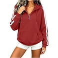thumbnail image 5 of Lutiedan Oversized Hoodie for Women Long Sleeve Half Zip Fleece Sweatshirts Casual Hooded Athletic Pullover Top with Pockets S-XXL, 5 of 8