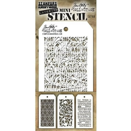 UPC: 0787790629610 | Set #49 – Mini Layered Stencil Set 3/Pkg – Tim Holtz