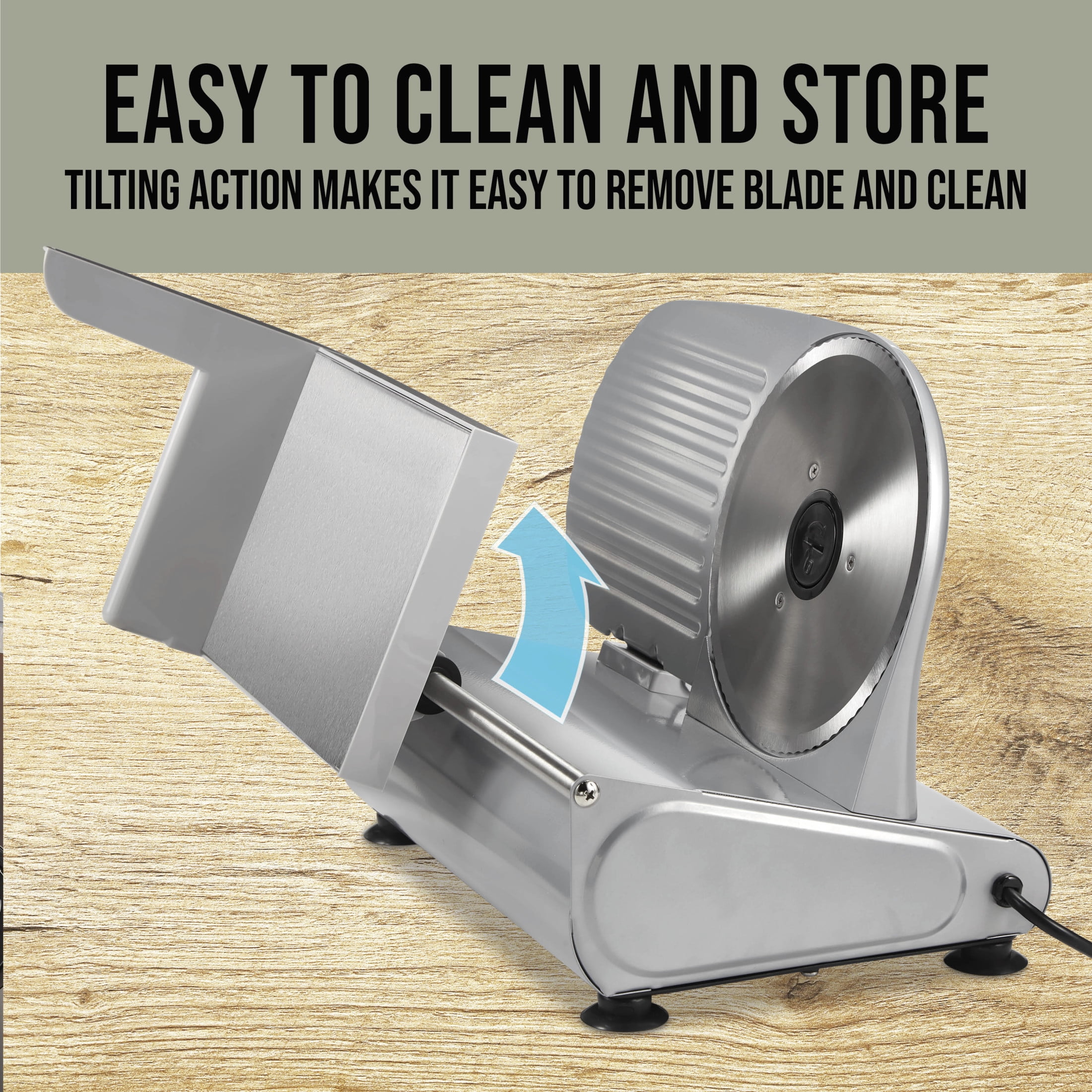 Mossy Oak 7.5 in. Stainless Steel Electric Meat Slicer, Adjustable Slice Thickness, with Food Pusher