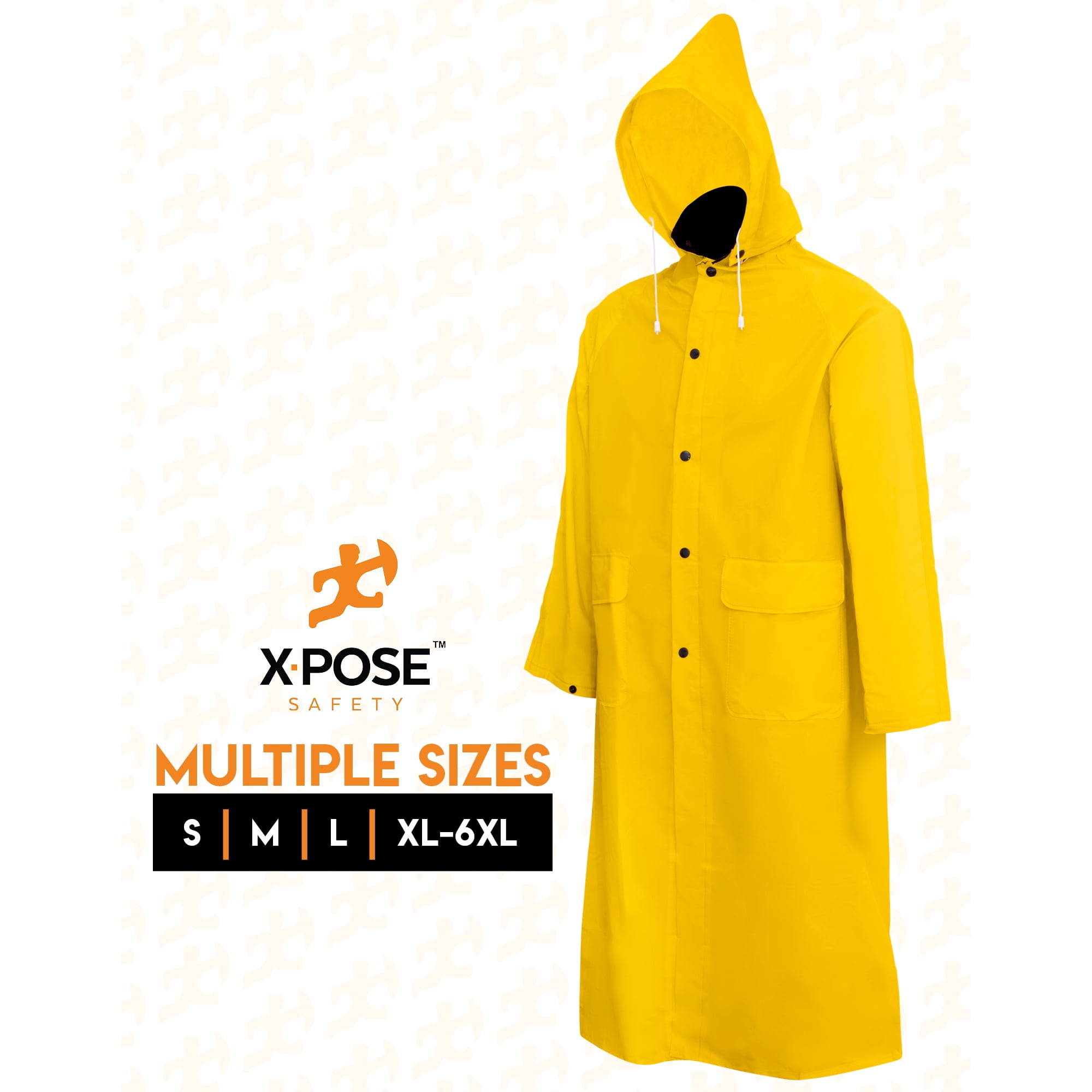 Heavy Duty Yellow Rain Coat – .35mm PVC 48in Raincoat Jacket with  Detachable Hood - Waterproof Slicker - Storm Weather, Raining, Fishing, Wet  Work Conditions - 2XL - by Xpose Safety - Walmart.com