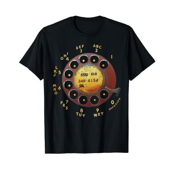 Vintage Retro Telephone with Rotary Dial Plate T-Shirt for Men Women Cotton 100% Fashion Casual Short Sleeves