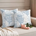 thumbnail image 2 of Blue Grey Coral Coastal Outdoor Pillow Covers, Waterproof Decorative Throw Pillowcases Set of 2, Summer Beach Seaside Nautical Couch Cushion Cases with Zipper for Outside Patio Garden Sofa 16"x16", 2 of 9