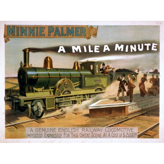 Mile A Minute Mini Poster 11inx17in Minnie Palmer Train Railroad in Mail/storage/gift tube 11x17 poster