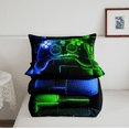 thumbnail image 5 of Gamer Comforter Set Full,Gaming Bedding,Video Games Gamepad Bedding Comforter Sets Neon Glowing Square Geometric Grid Blue Green Bedroom Decor Duvet Insert, 5 of 5
