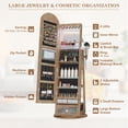 thumbnail image 4 of VKCC 64.1" Arched 360° Swivel Jewelry Armoire Full Length Mirror Cabinet Free Standing Organizer with 6 LED Lights, Wood, 4 of 9