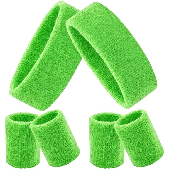 6 count Sweatbands Set 80s 90s Neon Headbands Wristband Set for Men Women Tennis Bands Wristbands for Gym Party