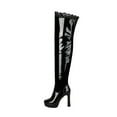 thumbnail image 5 of Womens Thigh High Boots Vintage Lace Leather Platform Stiletto High Heel over The Knee Long Tall Dress Boots, 5 of 7