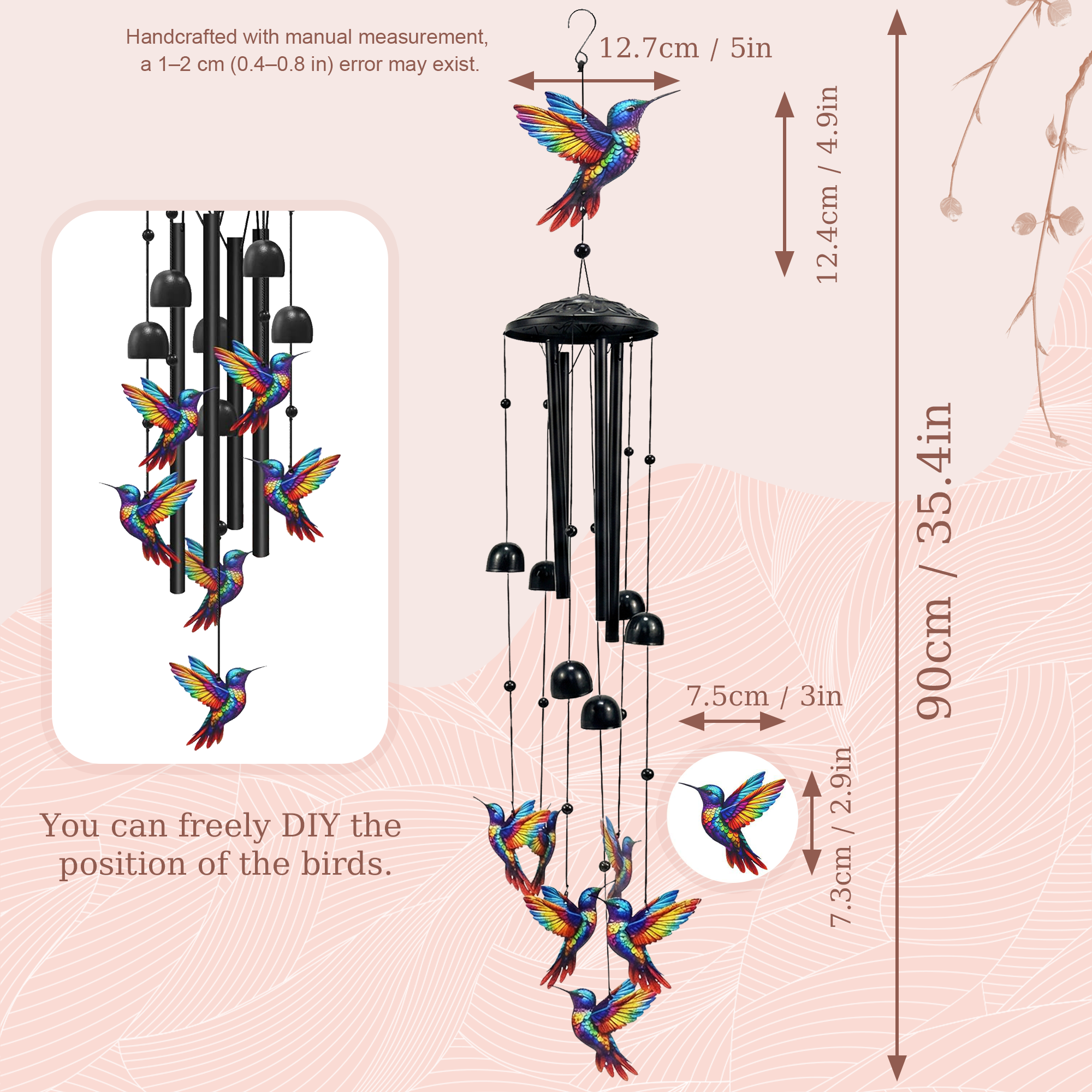 KEYAHAPPY Hummingbird Metal Wind Chimes photo 8