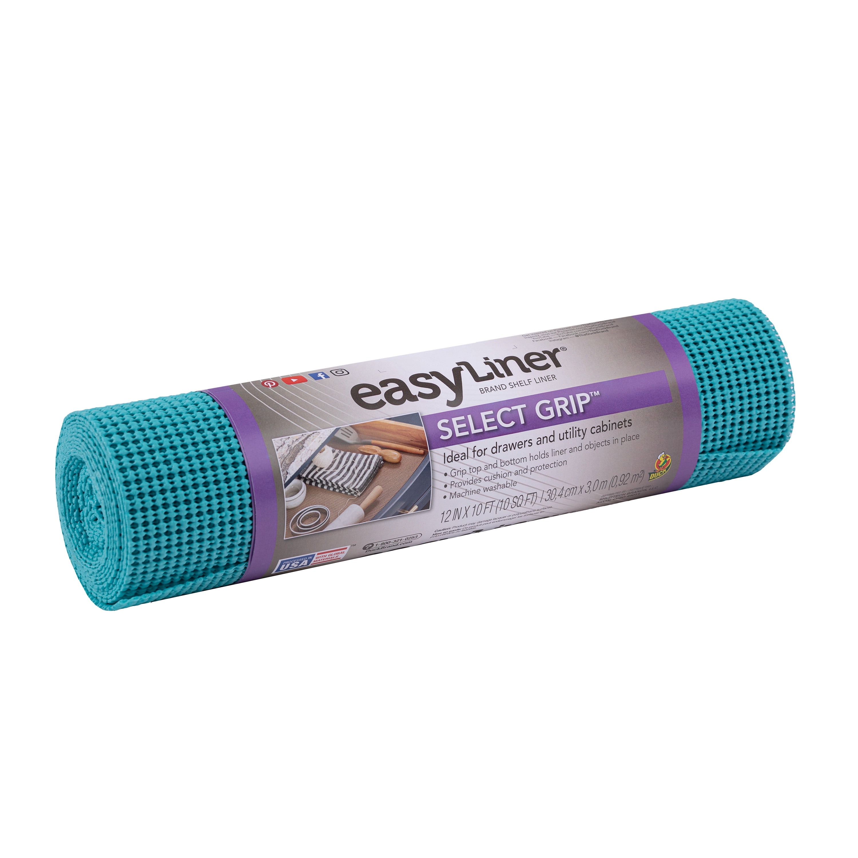 EasyLiner Select Grip 12 In. x 10 Ft. Shelf Liner, Teal Splash