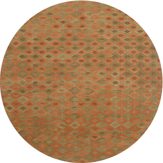 Ahgly Company Machine Washable Indoor Round Contemporary Orange Red Area Rugs, 4' Round