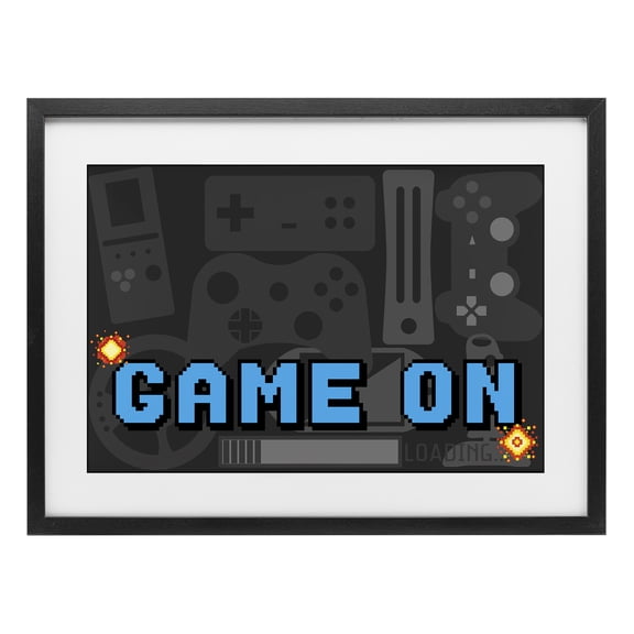 Stupell Industries Contemporary Game On Arcade Black Framed Print Under Glass, 20 x 14, by Kim Allen