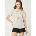 thumbnail image 4 of INSPIRE CHIC Blusa De Gasa Con Cuello Peter Pan Y Manga Corta Con Lunares Para Mujer Blanco crema S, 4 of 6