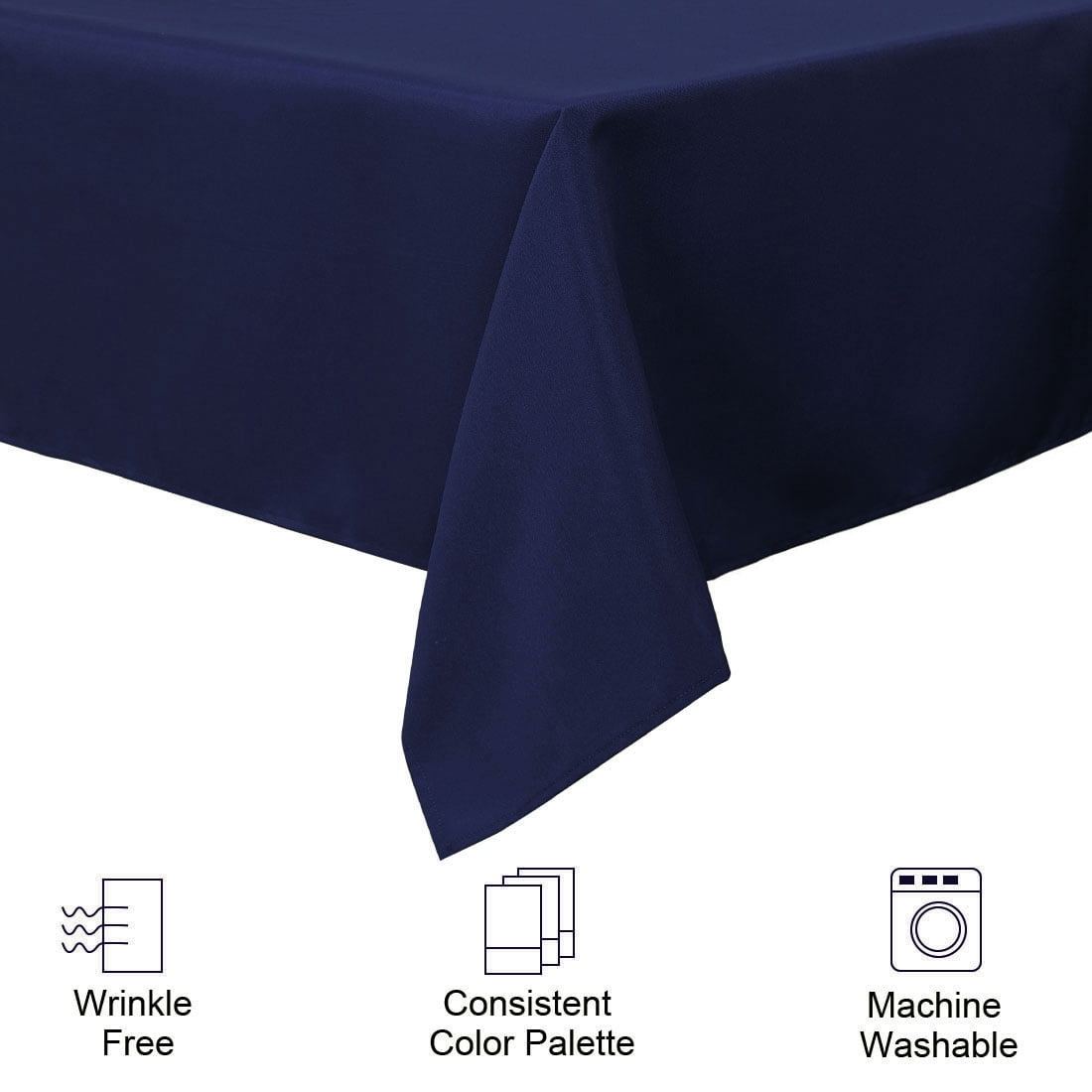 Unique Bargains Square Tablecloth Polyester Table Cover for Wedding Picnic 55" x 55" Navy Blue