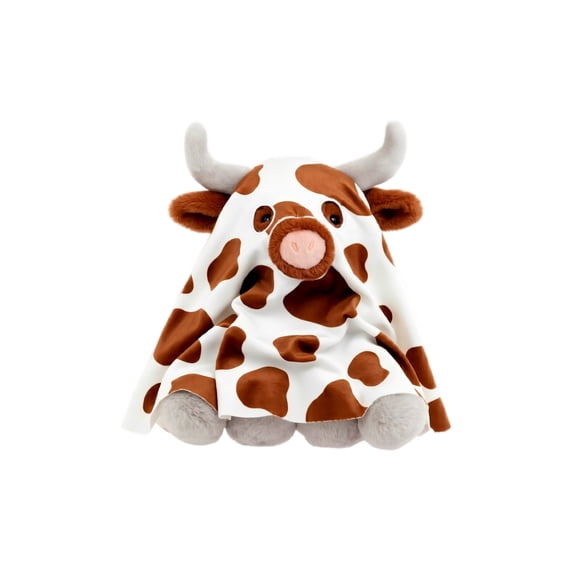 Halloween Ghost Cow Plush Toy, 11 Inch Cute Cow Plush, Spooky‑Fun Ghost‑Outfit Highland Cow Stuffed Animal for Halloween Table Decor, Holiday Party & Novelty Gift