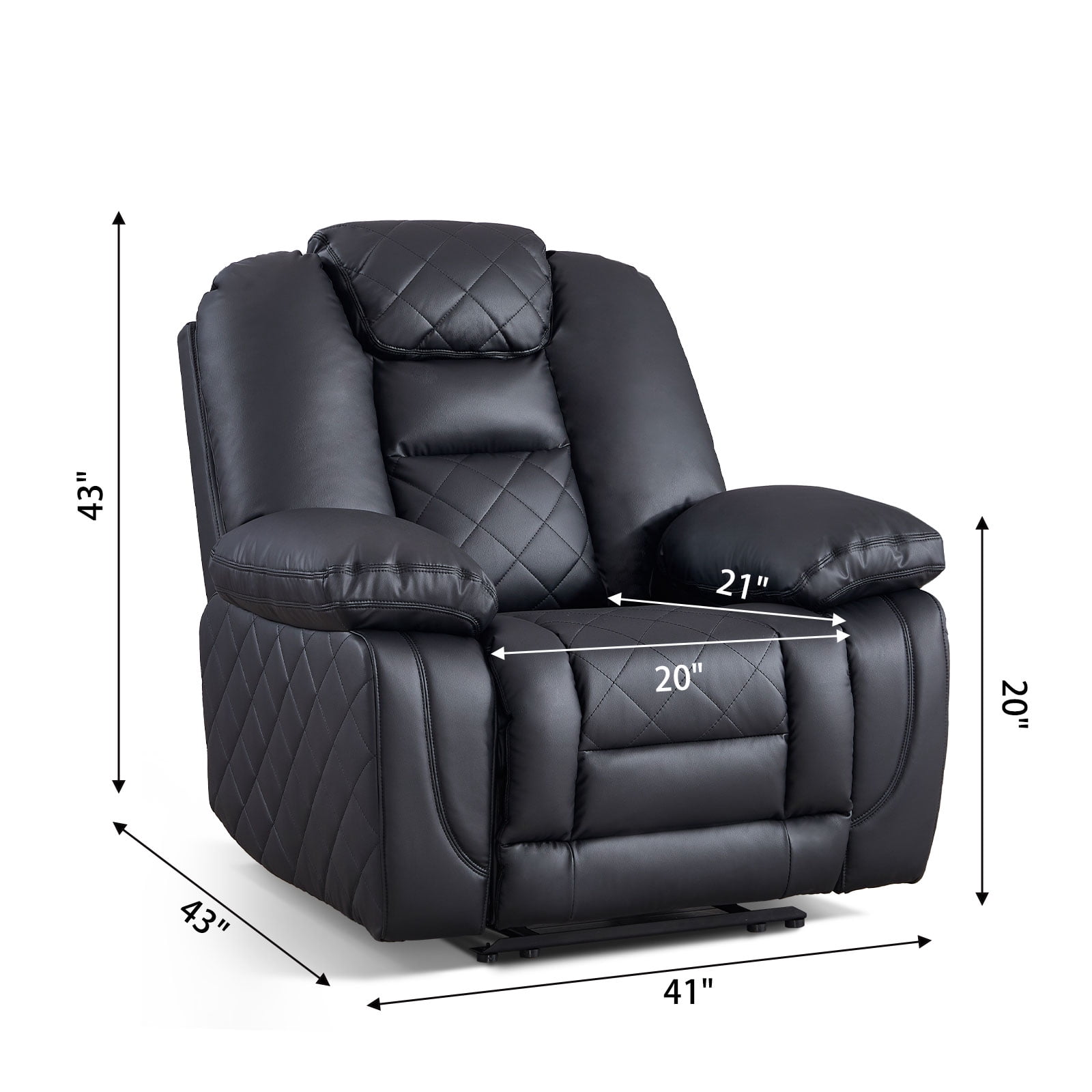Bonzy Home Manual Recliner Chair, Modern Single‑Seat Reclining Sofa with Padded Armrests and Adjustable Backrest for Living Room & Bedroom, Black