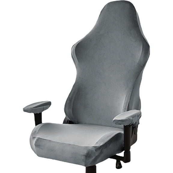 BESTYASH Dark Grey Gaming Chair Seat Cover with Armrest Protector, Quick Elastic Installation, and Comfortable