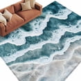 thumbnail image 2 of Abstract Beach Wave Washable Living Room Rugs 5'x7', Watercolor Blue Ocean Low Pile Throw Large Area Rugs Non-Slip Sturdy Edge Binding Carpet for Dining Room Bedside Kitchen, 2 of 9