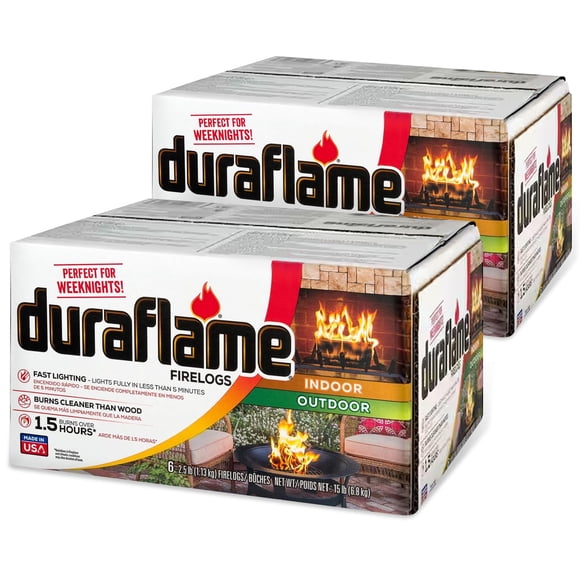 Duraflame Troncos para Fuego 1.1 kg 1.5 Horas de Combustión Interior/Exterior Paquete de 12