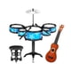 thumbnail image 4 of Simulación de tambores de juguete para niños, tambor de Jazz, juguetes musicales, educación temprana, juguetes de aprendizaje preescolar, conjunto de Silla de guitarra azul, 4 of 8