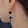 thumbnail image 3 of Black Rose Cross Dangle Earring for Women Religious Cross Pendant Earring Jewellery Gift Fancy-Dress Costumes Accessory, 3 of 3