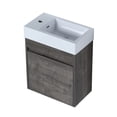 thumbnail image 3 of Kepooman Wall Mounted Bathroom Vanity Set with Top, Floating Bathroom Vanity, 18x10 in, Plaid Grey Oak, 3 of 6