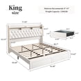 thumbnail image 2 of SIBEDS LED Bed Frame with 2 Storage Drawers and Galaxy Star Projector PU Upholstered White Tufted Wingback Headboard, King, 2 of 8