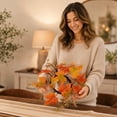 thumbnail image 6 of 3 Styles Fall Maple Leaf Candle Ring Artificial Sunflower Berry Wreath LED Thanksgiving Autumn Table Centerpiece Kitchen Home Decor Gift, 6 of 7