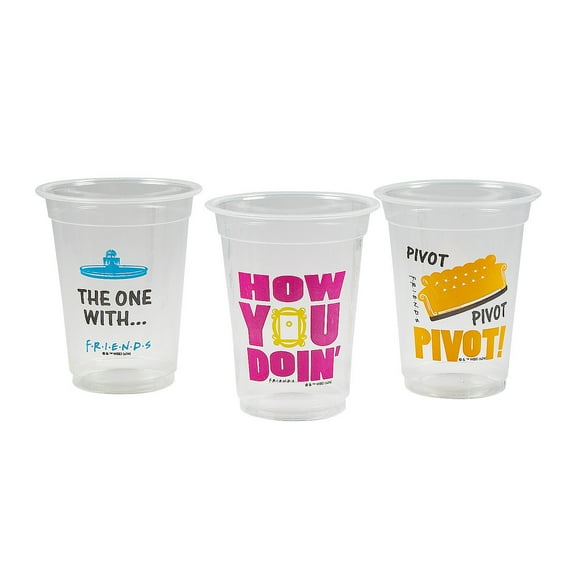 4 1/2" 16 oz. Bulk 50 Count FRIENDS Quotes Disposable Plastic Cups