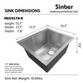 thumbnail image 4 of Sinber  Undermount Single Bowl 304 Stainless Steel Kitchen Sink 16" x 18" x 8"(Sink Only) - Silver, 4 of 5