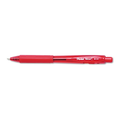 Pentel WOW! Retractable Ballpoint Pen, 1mm, Red Barrel/Ink, Dozen