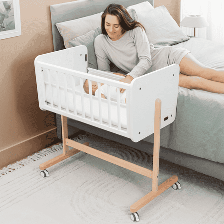 Comfy Cubs Wooden Bedside Bassinet Sleeper - Safe Baby Crib - Baby Sleeper Bed Crib for Infants
