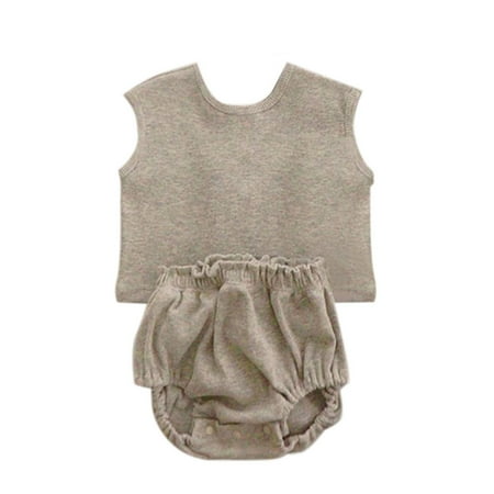 

Baby Girls Boys Solid Cotton Sleeveless Short Pants Tshirt Shorts Set Outfits Clothes