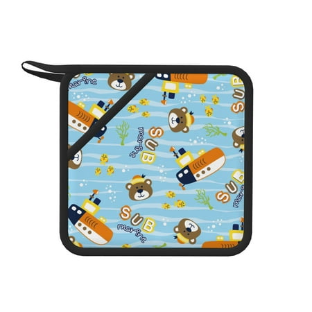 

1 Pc Silicone Anti-Hot Hot Pads Oven Mitts Heat Resistant Pot Holders With Pockets Non Slip Oven Glove Potholder For Kitchen Cooking Bbq Baking 7.1in Cartoon Bear Pattern Cute Animals